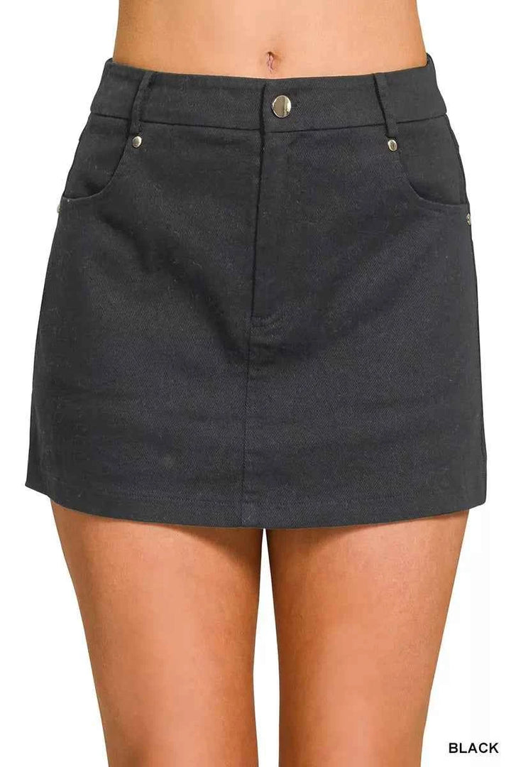 Zenana Cotton Twill Lined Mini Skirts
