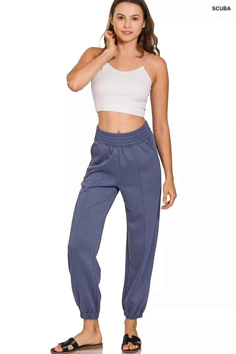 Scuba Elastic Waist Joggers with pockets
