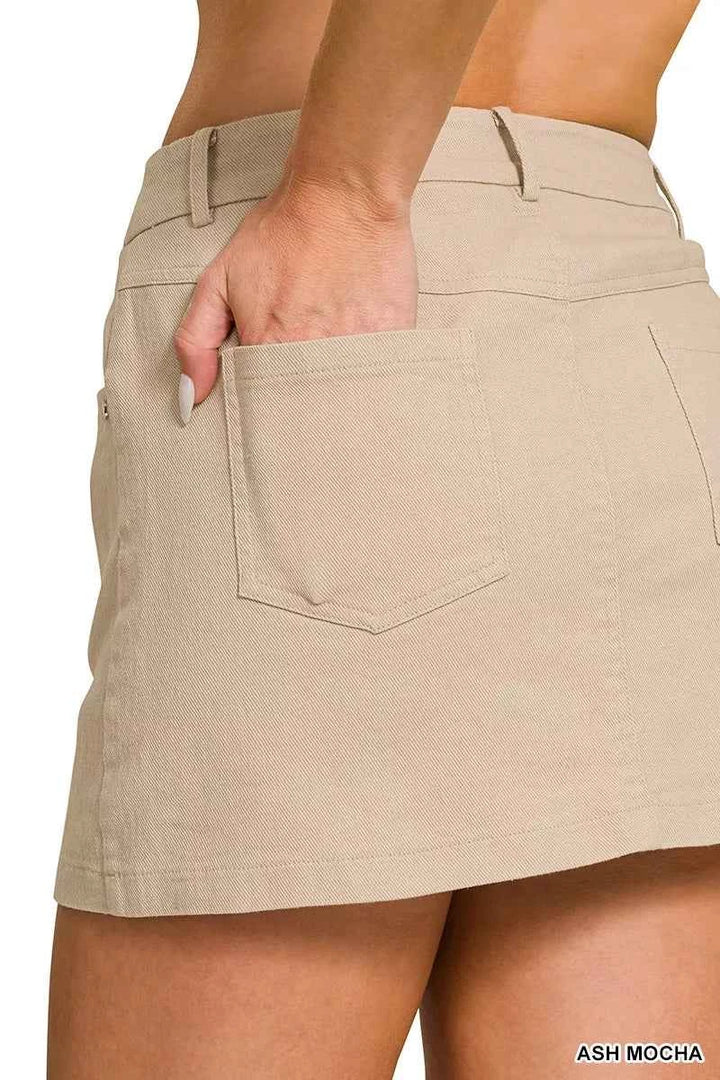 Zenana Cotton Twill Lined Mini Skirts