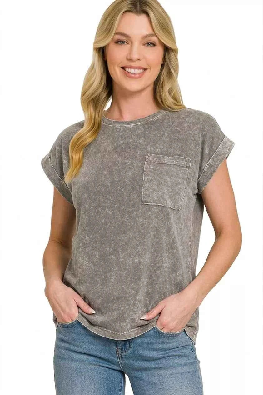 Halo Snow Washed Cuffed Tee - Perfect Short Sleeve Comfort