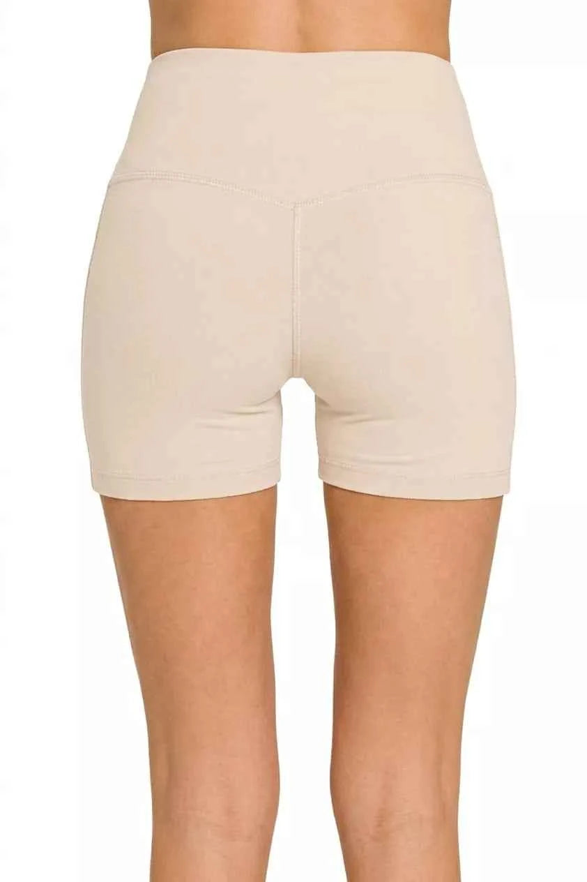 Zenana Brushed Microfiber Wide Waistband Biker Shorts