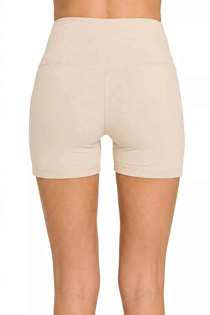 Zenana Brushed Microfiber Wide Waistband Biker Shorts
