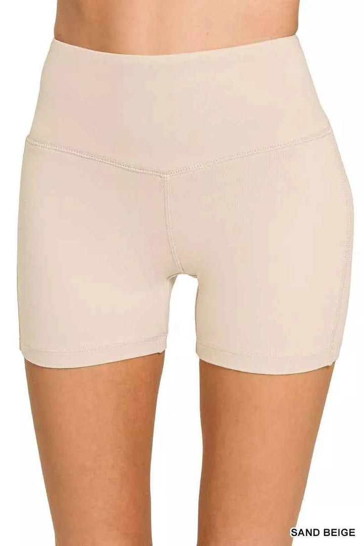 Zenana Brushed Microfiber Wide Waistband Biker Shorts
