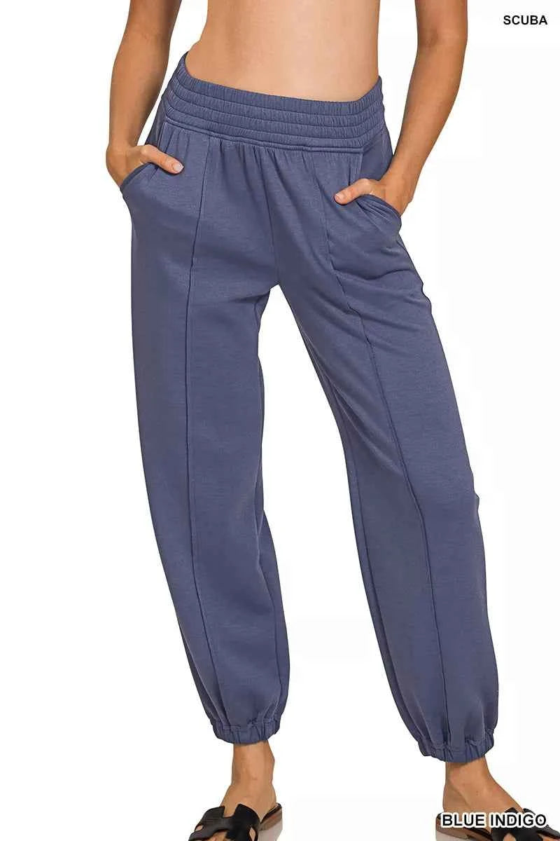Scuba Elastic Waist Joggers with pockets