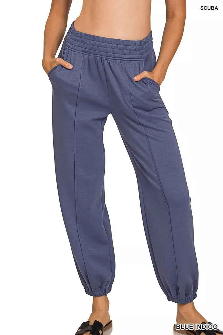 Scuba Elastic Waist Joggers with pockets