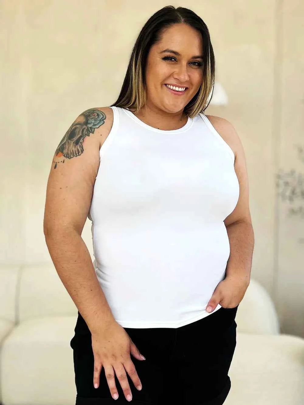 Full Size Round Neck Slim Tank Top for Ultimate Comfort and Style