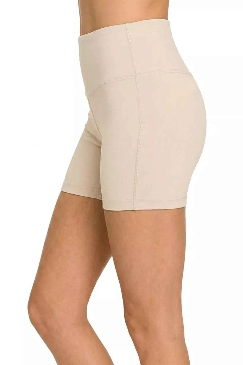 Zenana Brushed Microfiber Wide Waistband Biker Shorts