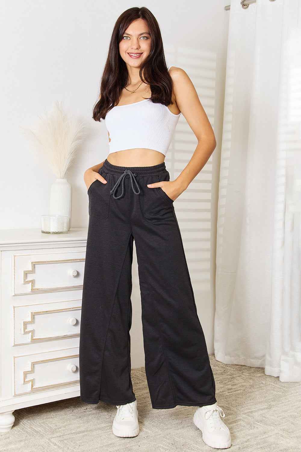 Wide Leg Pocketed Pants for Effortless Style