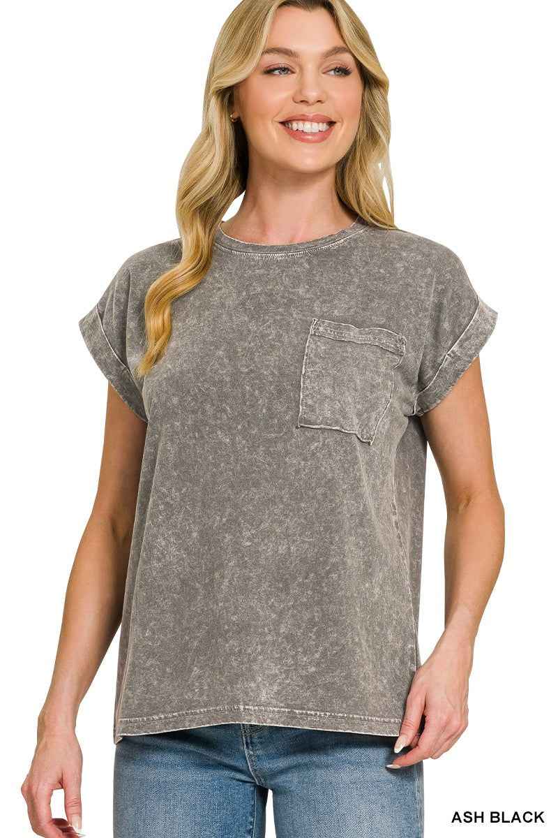 Halo Snow Washed Cuffed Tee - Perfect Short Sleeve Comfort