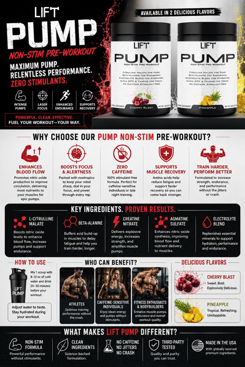 Pump Non-Stim Pre Workout Supplement for Energy and Focus