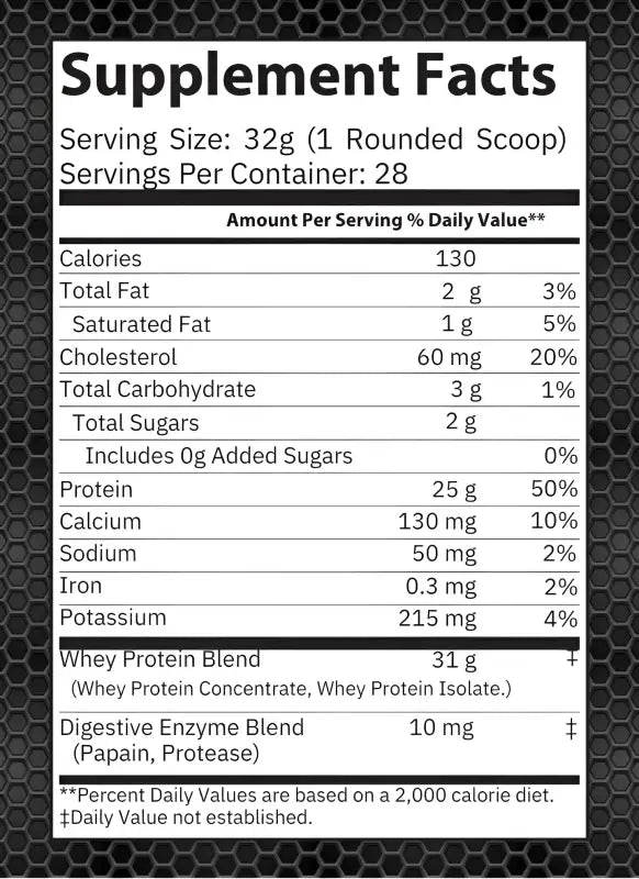 Supplement facts label.